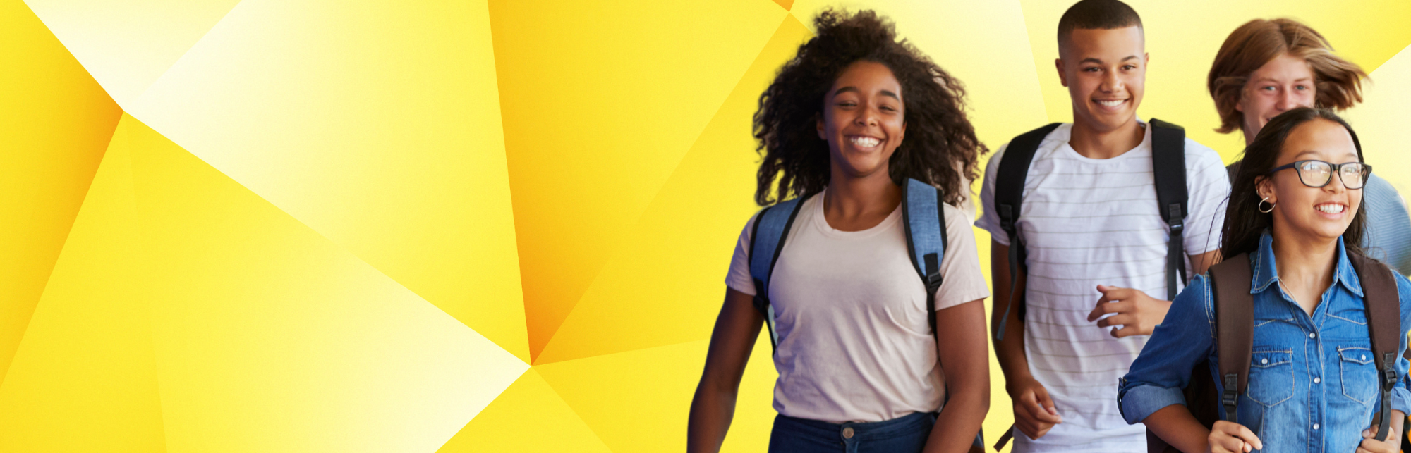 Students with backpacks walking