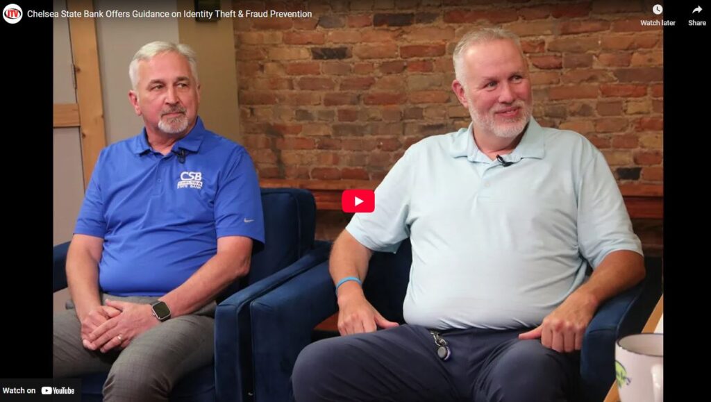 Chelsea State Bank's VP Bill Bacon, and VP Jim Sykes at Bart Hawley's Studio