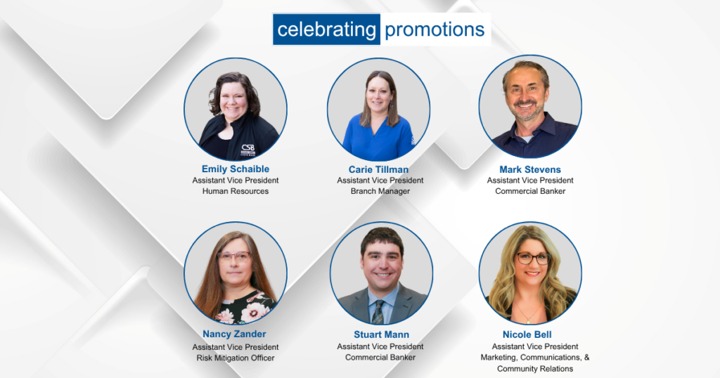 Employee photos of Emily Schaible, Carie Tillman, Mark Stevens, Nancy Zander, Stuart Mann, and Nicole Bell