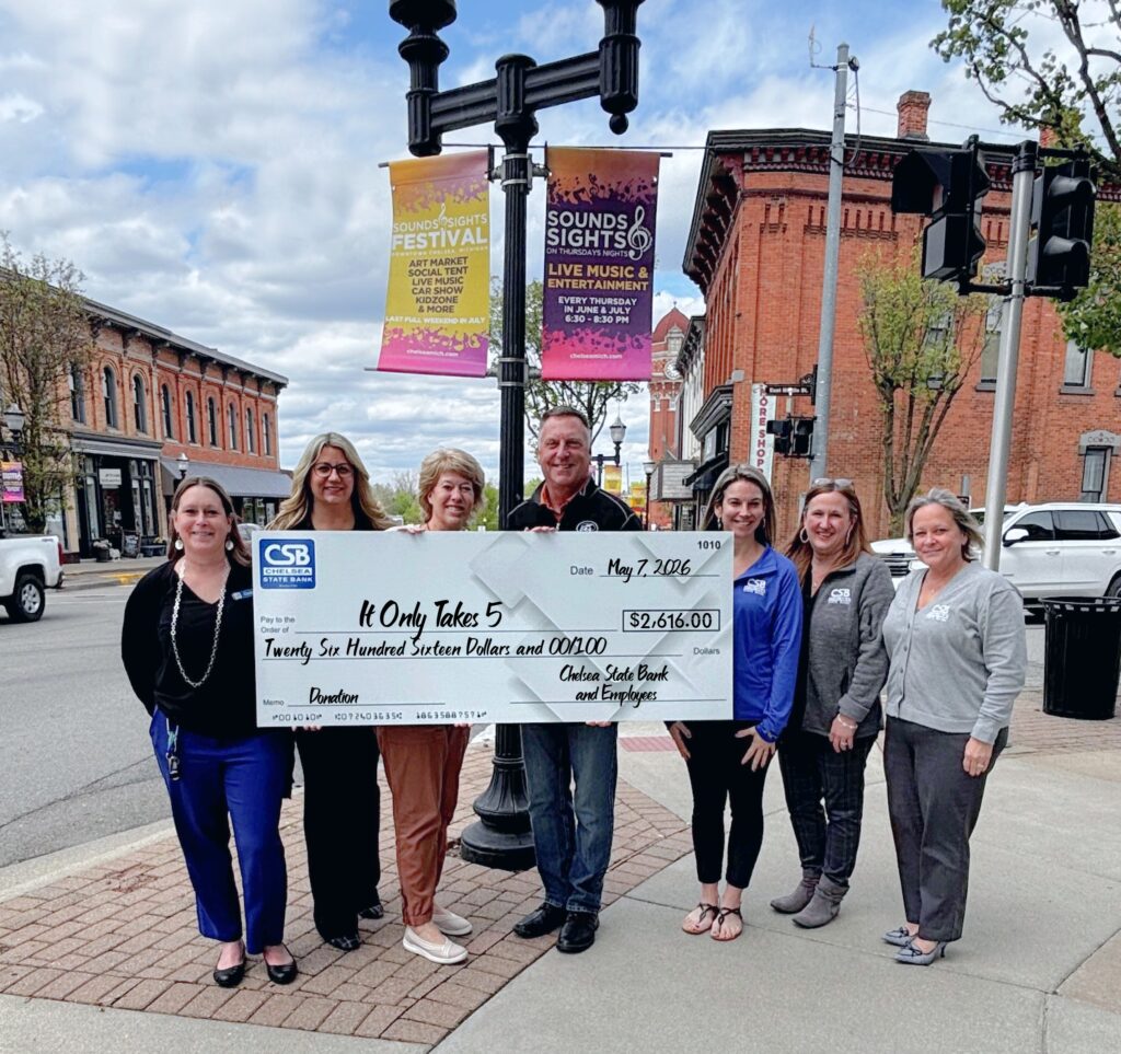Chelsea State Bank's Blue Jeans for Charity - donation to local nonprofit, It Only Takes 5.