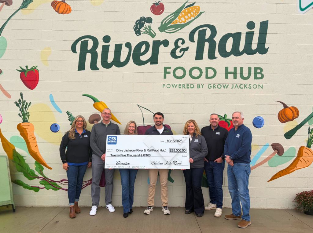 $25,000 Donation from Chelsea State Bank to River & Rail Food Hub & Drive Jackson